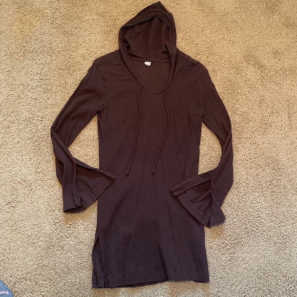 Other - Brown crepe hooded coverup dress